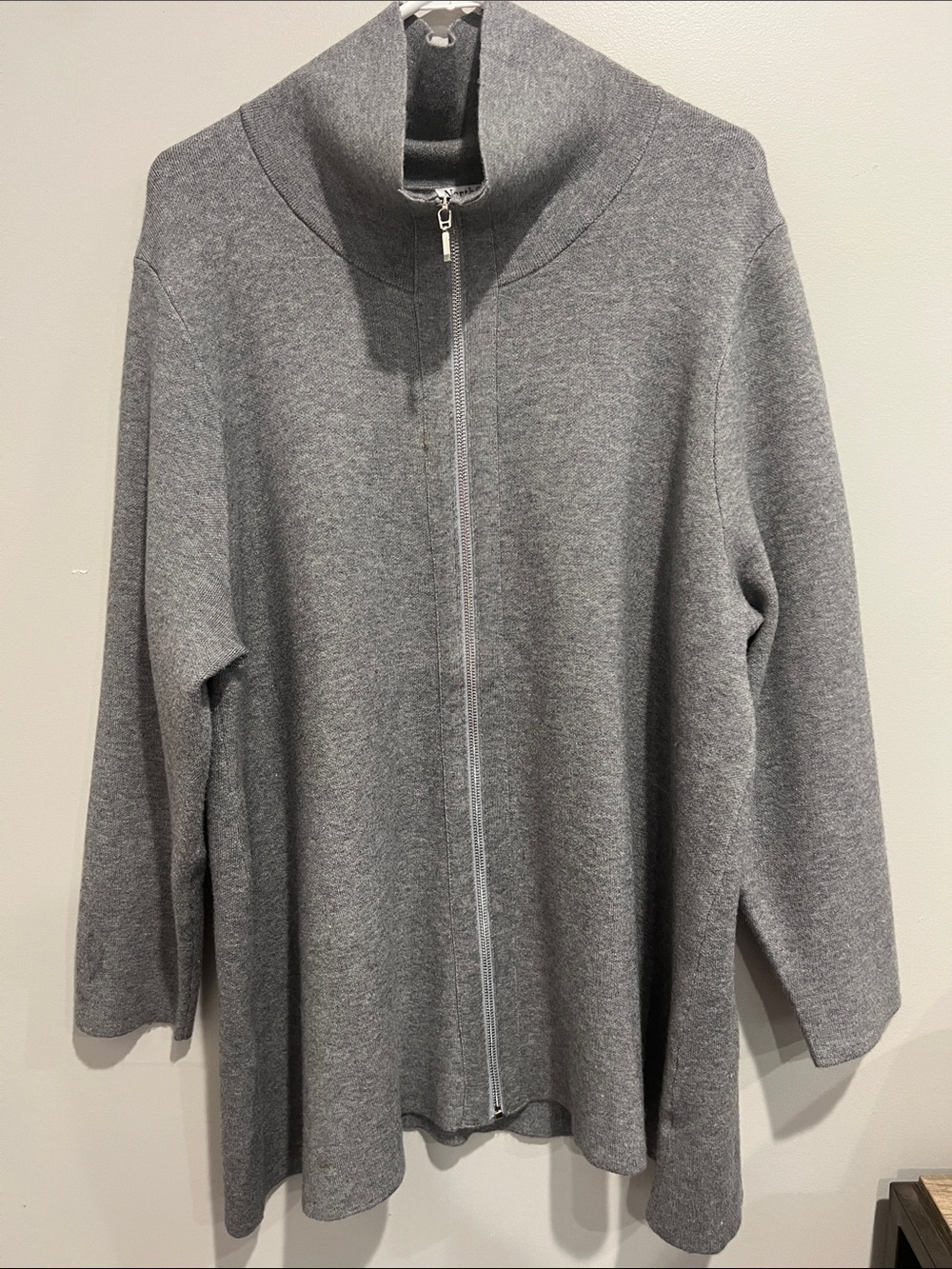 NorthStyle Heather Gray Zip-Front Funnel Neck full zip cardigan women’s 1X